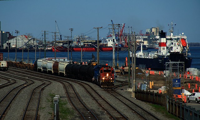 Ships and a train