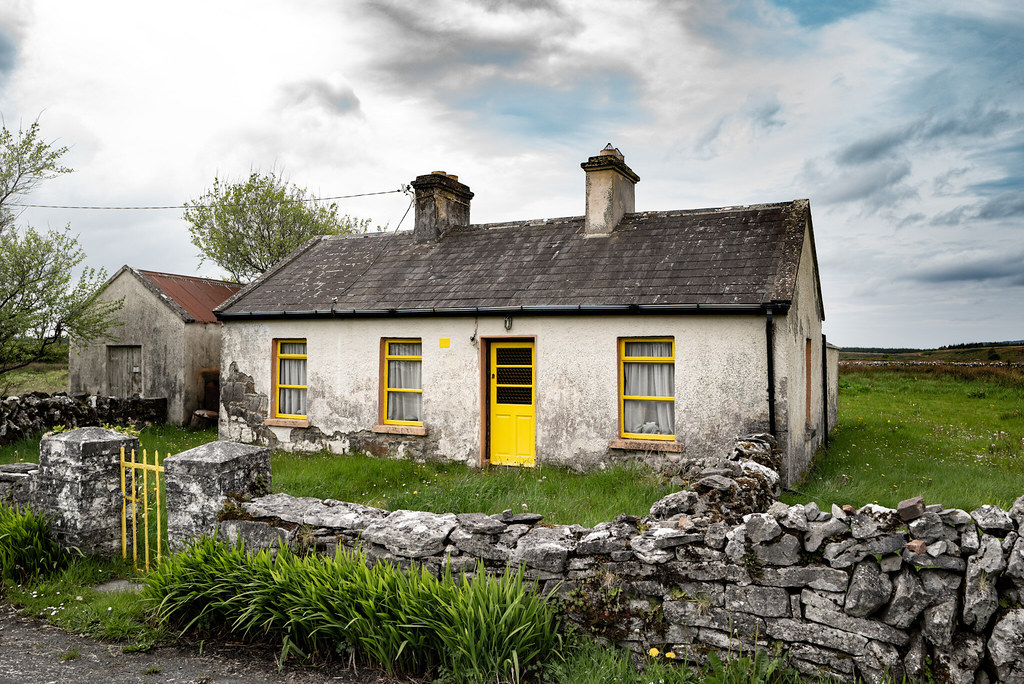 Irish Cottage on the Burren Way, Ireland.