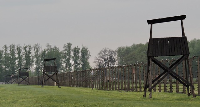 Guard towers at Auschwitz-Birkenau