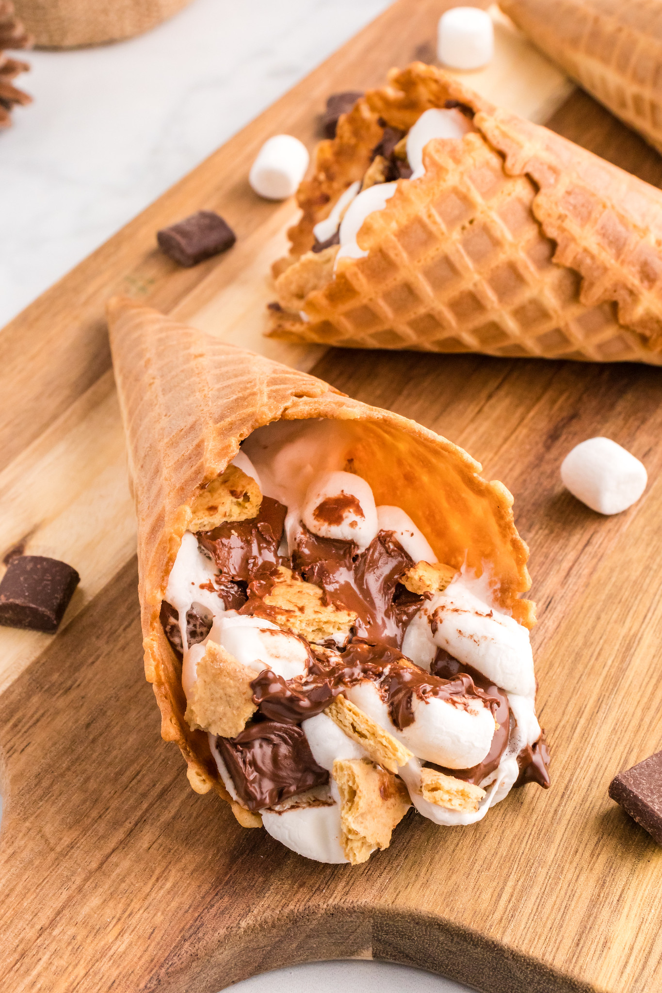 Campfire cones with the filling spilling out