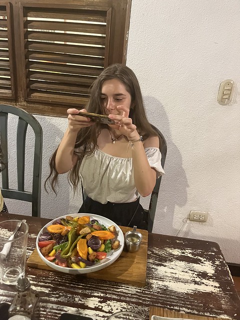 Camille Instagramming Her Salad at Sua Leon Nicaragua