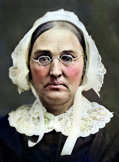 Lace Collar and Cap, 1/6th-Plate Daguerreotype, Circa 1855, Detail, Colorized