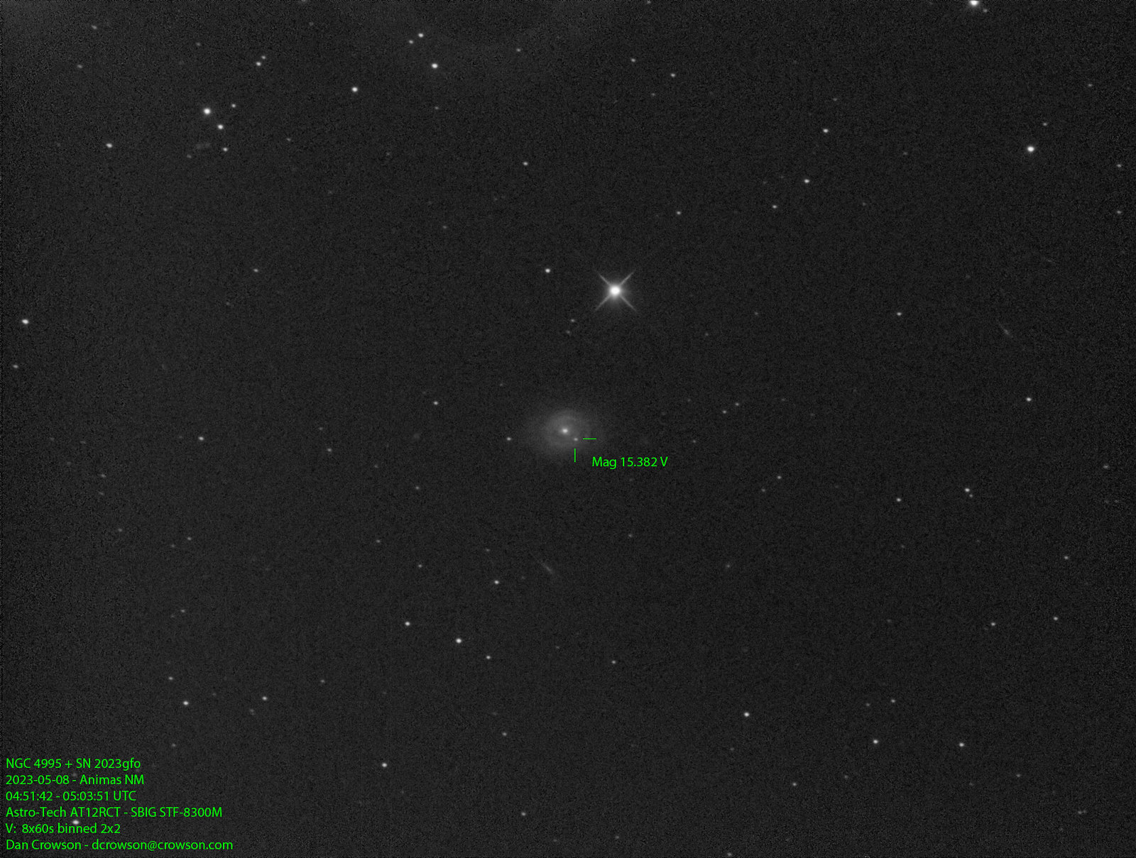 NGC 4995 + SN 2023gfo - 2x2 - 8x60s - V