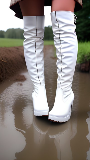 white thigh high boots