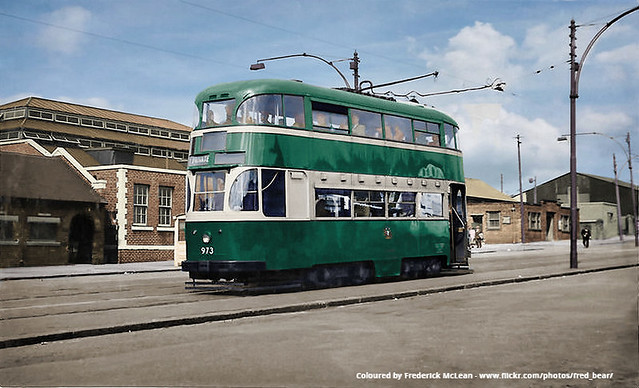Liverpool tram No. 973 in colour