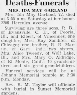2023-05-11. Ida May Martin Garland, The_Evansville_Courier_Sun__Apr_20__1952_