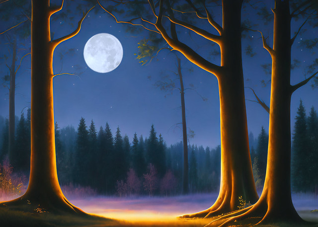 Forest and the full Moon