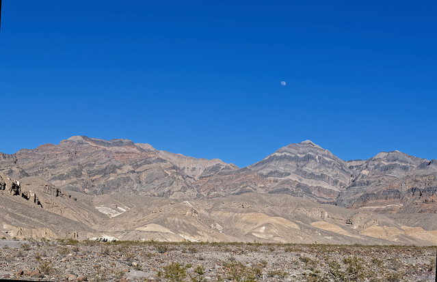 Moon Rising Over Pyramid Peak. (Death Valley National Park)