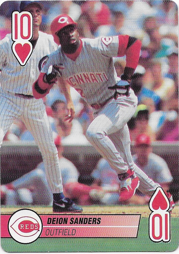 Grace, Mark - 1995 US Playing Cards Aces - 10 of Hearts (cameo with Deion Sanders)
