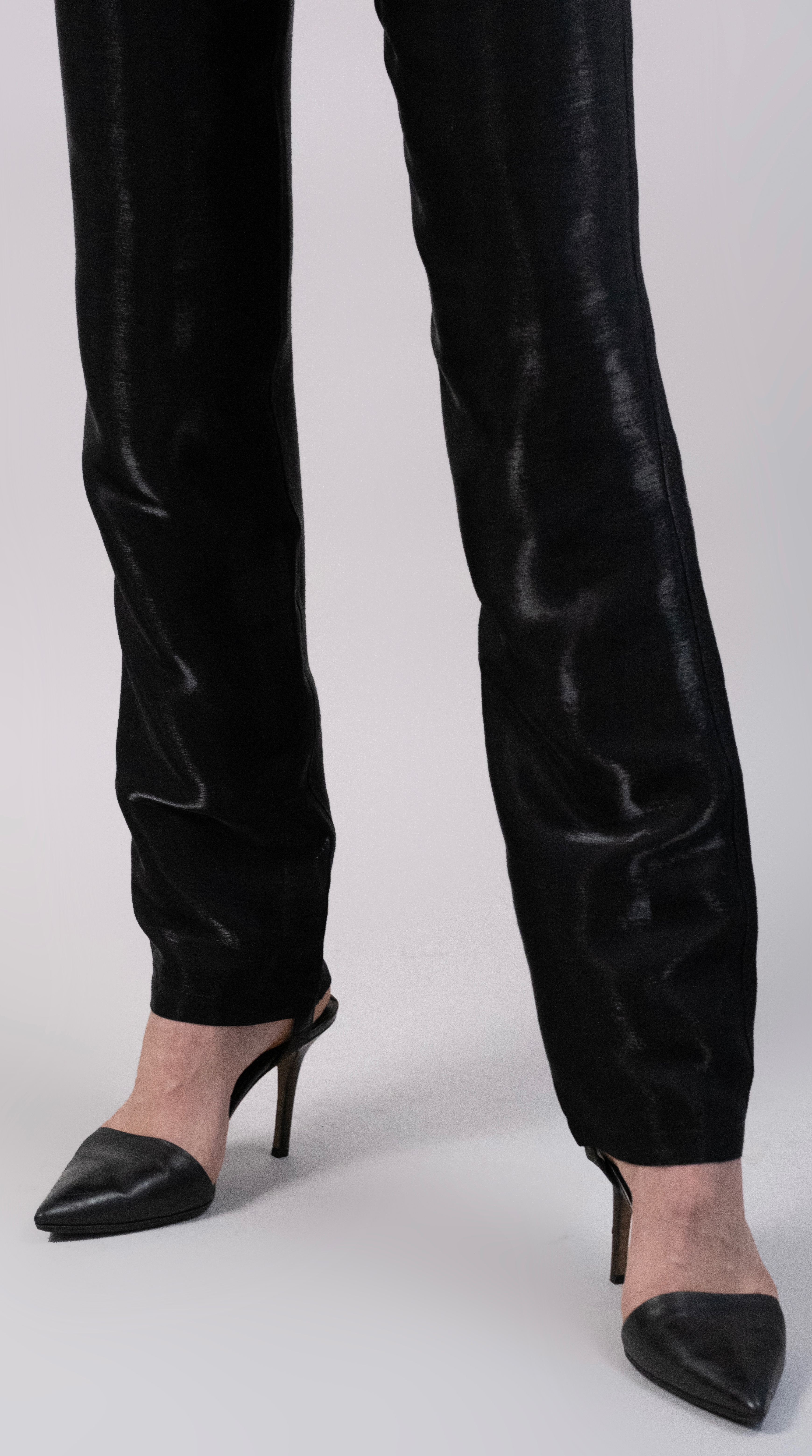 Liquid metal pants modeled by Sofe Cote
