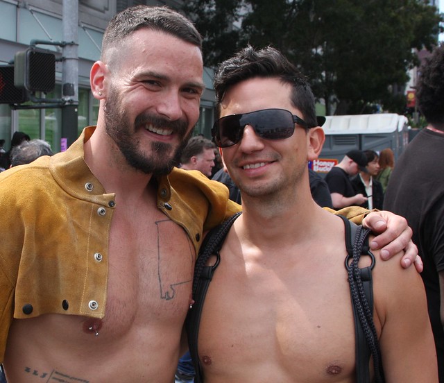 DOUBLE HOT SHIRTLESS HUNKS  ! ~ photographed by ADDA DADA ! ~  DORE ALLEY FAIR 2022 ! ( safe photo )