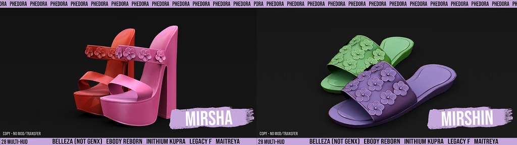 Phedora – "Mirsha" Heels & "Mirshin" Slides for 60L$ Happy Weekend sale ♥