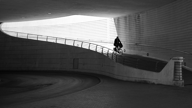 Biking down in the shadow