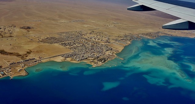 Ägypten, Hurghada, Blick auf Küste am Roten Meer, Kunstwerke der Natur.Aerial-shot , Luftaufnahme, 23052