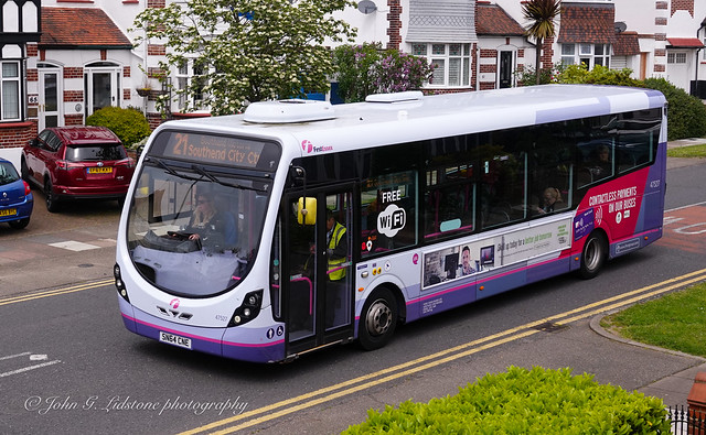 First Essex (Hadleigh) Wright StreetLite 47527, SN64 CNE with trainee driver