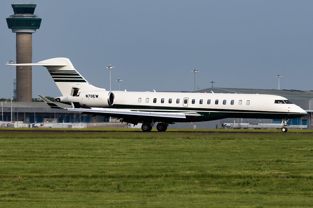 N70EW Bombardier Global Express 7500 Arriving into London Stansted Airport/EGSS
