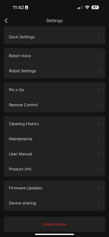 Roborock iOS App - Settings #2