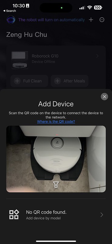 Roborock iOS App - Setup - Scan QR