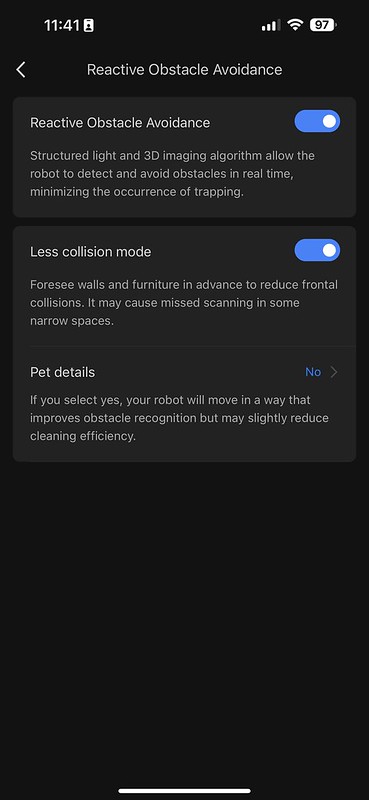 Roborock iOS App - Reactive Obstacle Avoidance