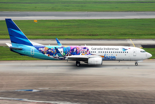 Garuda Indonesia | Boeing 737-800 | PK-GFI | Livin' by Mandiri livery | Singapore Changi