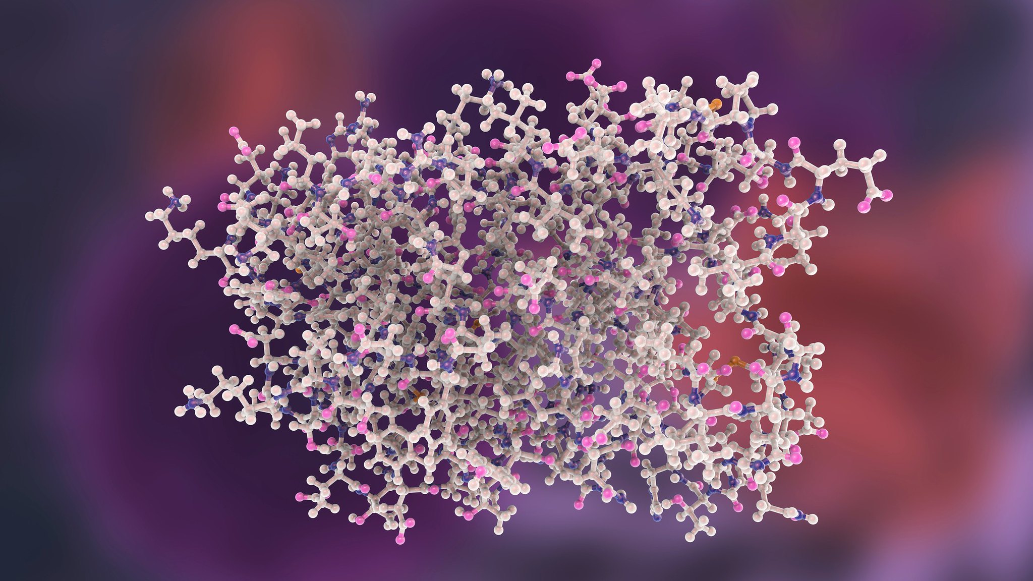 Molecular model of interferon-alpha, 3D illustration. IFN-alpha is a protein produced by leukocytes and involved in innate immune response against viral infections.