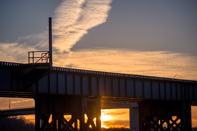 Great sunset through the bridge