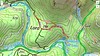 Carte IGN du secteur Nord de la Sainte-Lucie avec la piste de Mela/Lora et les traces des deux démaquisages réalisés lors de l'operata du 13/05/2023