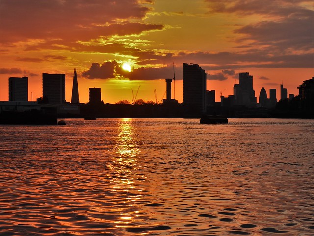 Sunset, River Thames, Greenwich, London