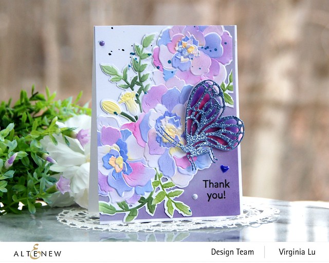 Altenew-Craft Your Life Project Kit Marigold Butterflies-Blue Crystal Glitter Card Stock-004