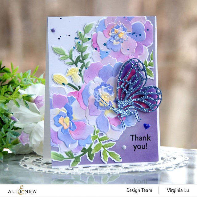 Altenew-Craft Your Life Project Kit Marigold Butterflies-Blue Crystal Glitter Card Stock-003