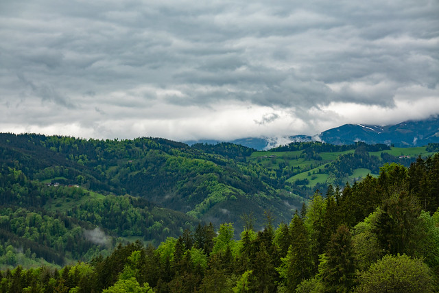 RAINY DAY WITH MOUNTAINS COVERED IN CLOUDS