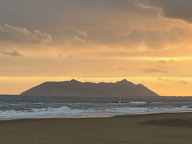 Monte Circeo at Sunset, seen from the Beach at Terracina