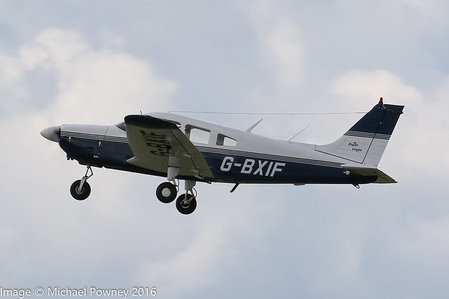 G-BXIF - 1976 build Piper PA-28-181 Cherokee Archer II, departing from Sywell during Aero Expo 2016