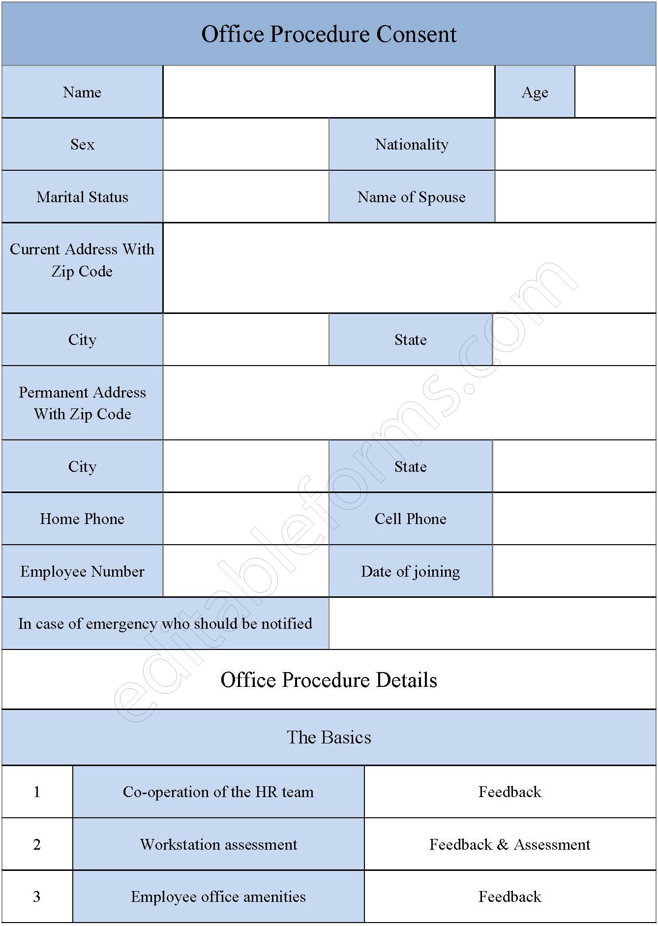 Office Procedure Consent Form