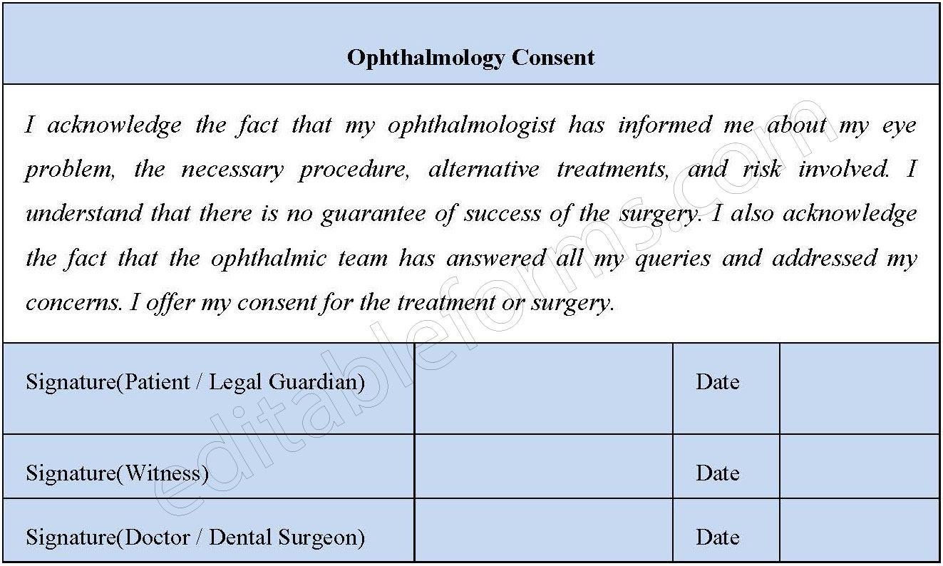 Ophthalmology Consent Form