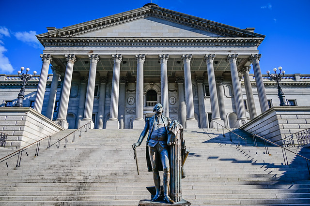 South Carolina State House with President George Washington statue - Columbia SC