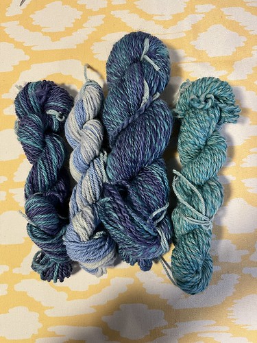 Sandi has been super busy with her Turkish Drop Spindle! Here are what she has spun and plied.