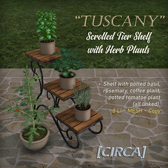 [CIRCA] - "Tuscany" Scrolled Tier Shelf with Garden Plants