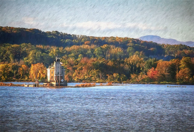 A view of the Rondout Lighthouse at Kingston New York from Rhinecliff NY