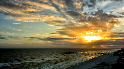 beach ocean sky sun sunset clouds shore pier pensacola florida outdoors nature seascape shoreline