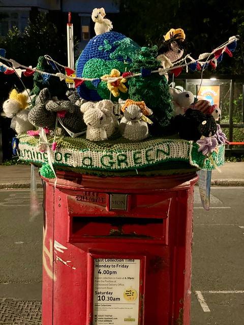 Crochet bombing a letter box