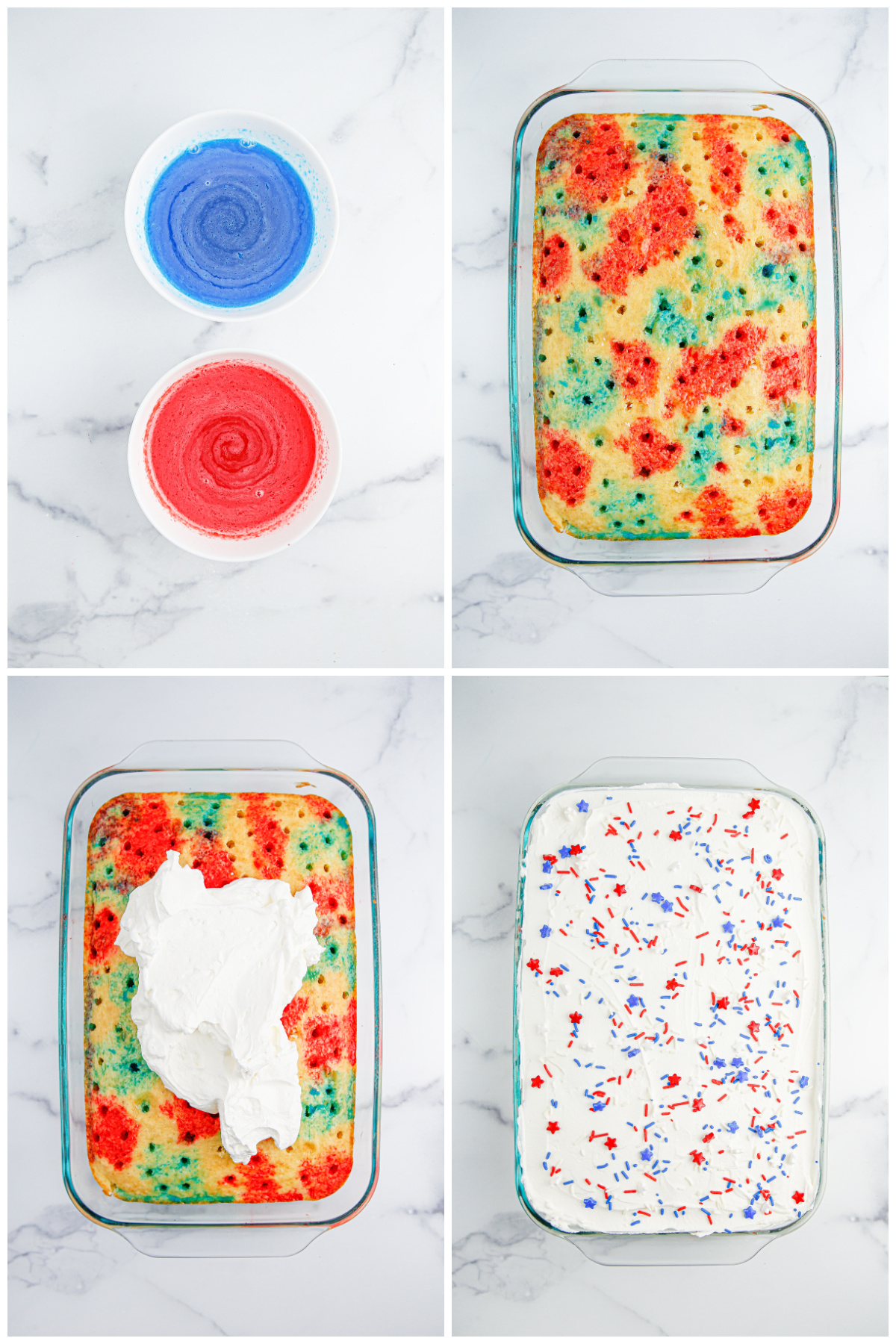How to make a red, white, and blue poke cake