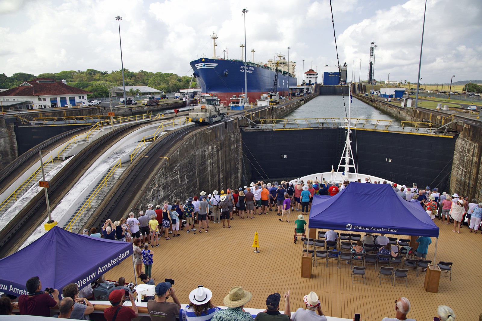 Our ship being raised in the first Gatun lock