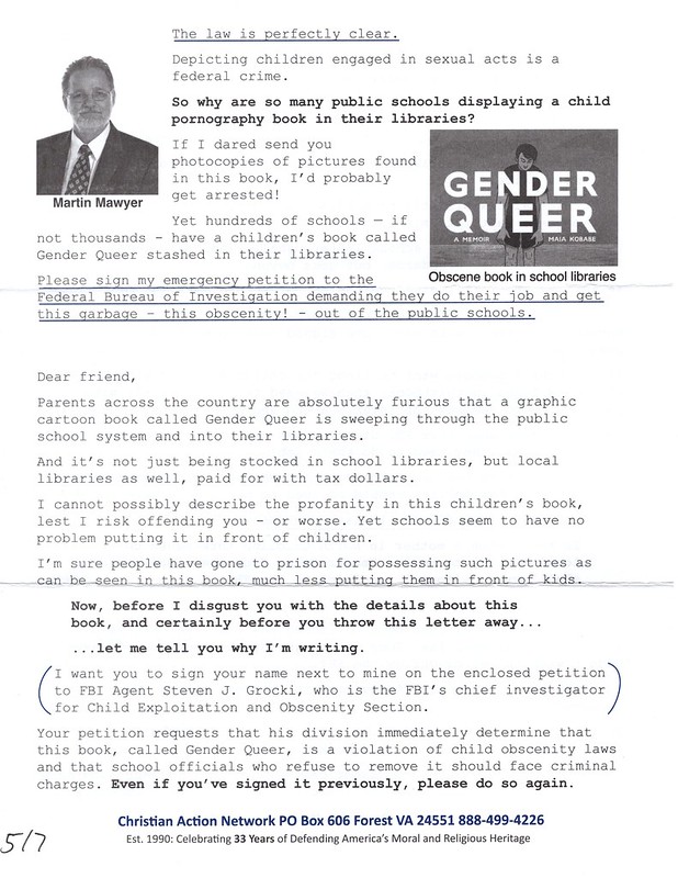 Christian Action Network, Gender Queer, May 2022, Page 1