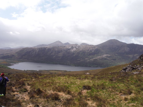 View from the ascent across Loch Maree to Beiin Eighe NNR Day 1 Walk 15/05/23: Slioch from Kinlochewe Lodge