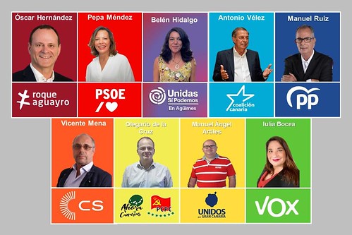 Combo fotográfico de los nueve candidatos-as a la Alcaldía de Agüimes