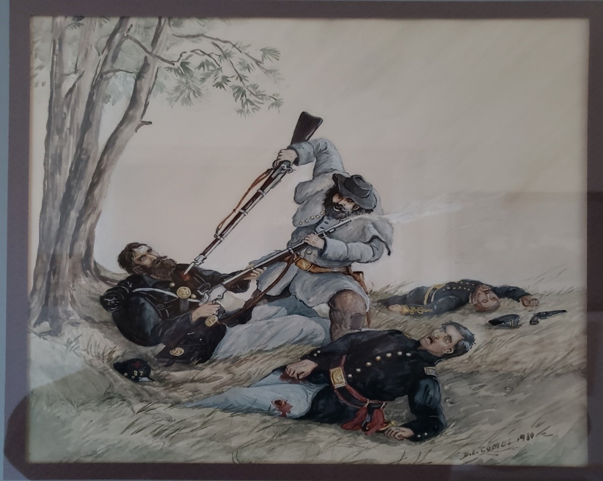 Artist's rendition of action that earned Samuel Eddy the Medal of Honor
