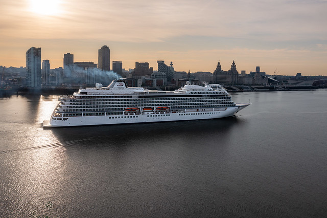 Cruise ship Viking Venus arriving n Liverpool