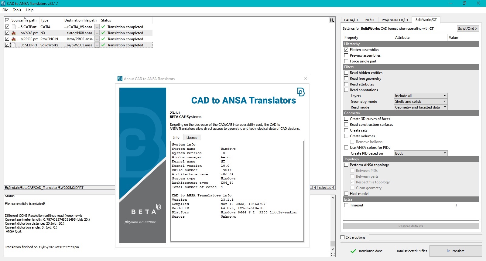 Working with BETA CAE CAD Translator 23.1.1 full cracked