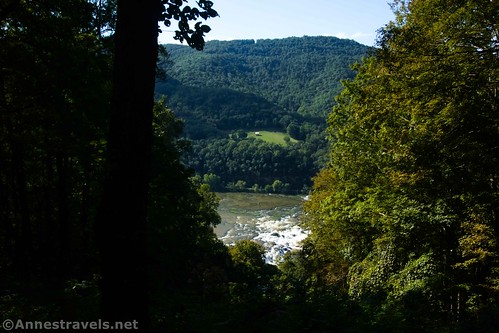 A pretty accurate photo of the view from the Sandstone Falls Overlook, New River Gorge National Park, West Virginia